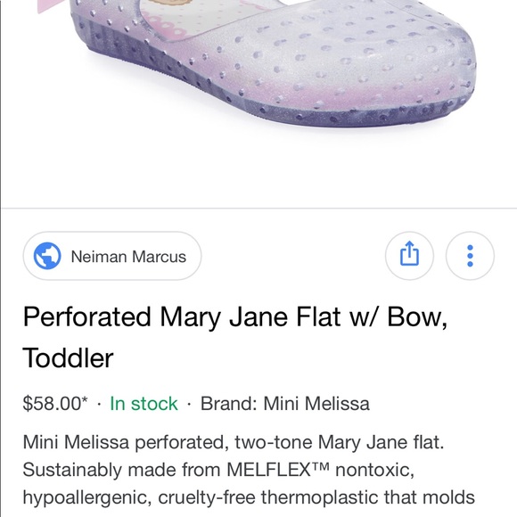 Mini Melissa Perforated Mary Jane Flat w/ Bow - Picture 6 of 6
